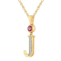 J Womens Lab Created Red Ruby 14K Gold Over Silver 18 Inch Pendant Necklace