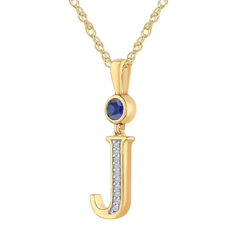 J Womens Lab Created Blue Sapphire 14K Gold Over Silver 18 Inch Pendant Necklace