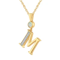 M Womens Lab Created White Opal 14K Gold Over Silver 18 Inch Pendant Necklace