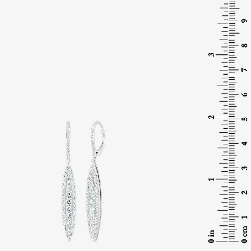 Diamonart Womens Cubic Zirconia Sterling Silver Curved Drop Earrings