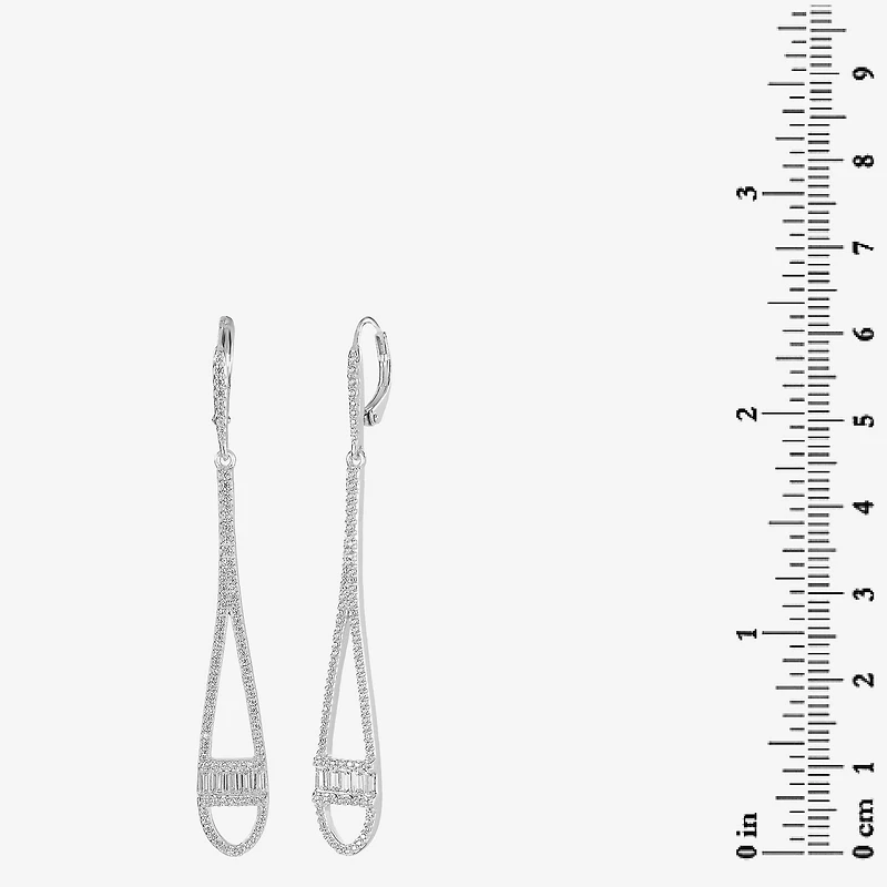 Diamonart Womens Cubic Zirconia Sterling Silver Drop Earrings