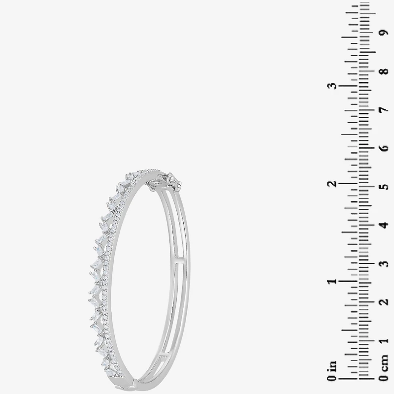 Diamonart Womens Cubic Zirconia Sterling Silver Round Bangle Bracelet