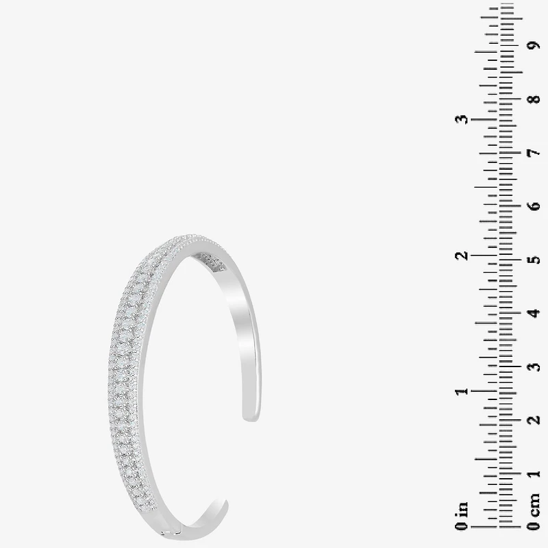 Diamonart Womens Cubic Zirconia Sterling Silver Cuff Bracelet