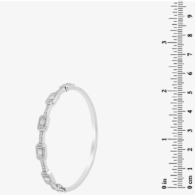 Diamonart Womens 2 1/3 CT. T.W. Cubic Zirconia Sterling Silver Rectangular Bangle Bracelet