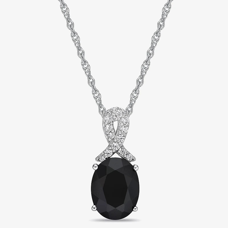 Womens Genuine Black Onyx Sterling Silver 18 Inch Pendant Necklace