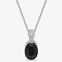 Womens Genuine Black Onyx Sterling Silver 18 Inch Pendant Necklace