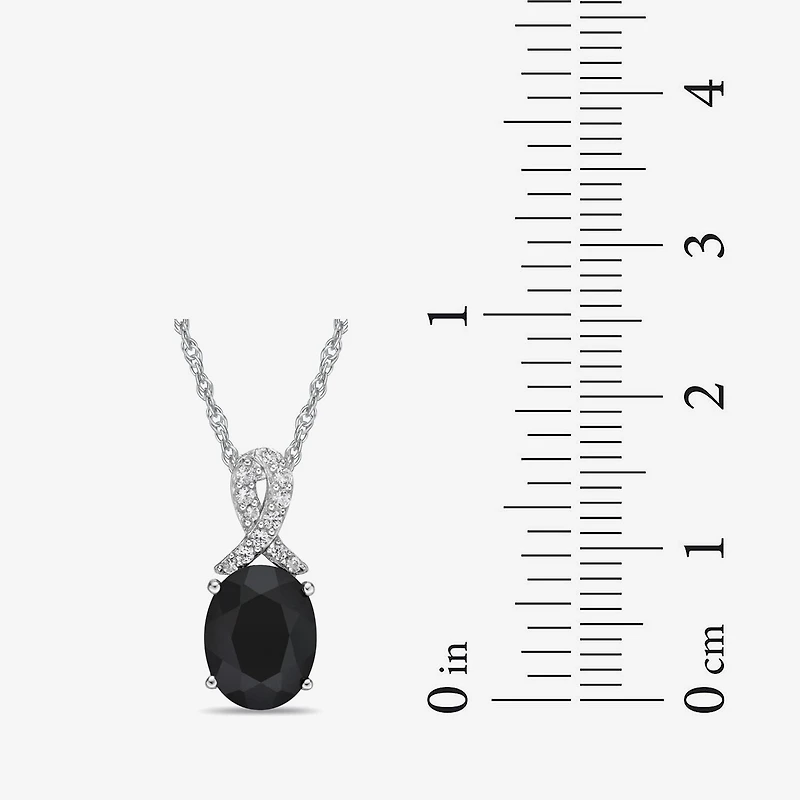 Womens Genuine Black Onyx Sterling Silver 18 Inch Pendant Necklace