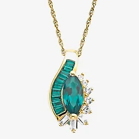 Lab-Created Emerald & Lab-Created White Sapphire 14K Gold Over Silver Pendant Necklace