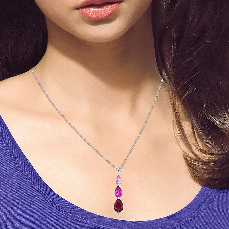 Womens Gemstone Sterling Silver Pear Pendant Necklace