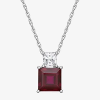 Womens Lab Created Red Ruby Sterling Silver 18 Inch Pendant Necklace