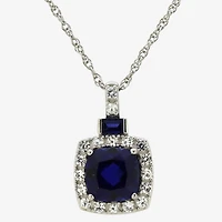 Womens Lab Created Blue Sapphire Sterling Silver 18 Inch Pendant Necklace