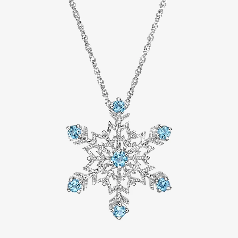 Womens Genuine Blue Topaz Sterling Silver 18 Inch Pendant Necklace