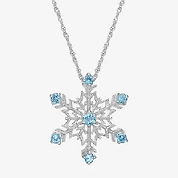 Womens Genuine Blue Topaz Sterling Silver 18 Inch Pendant Necklace