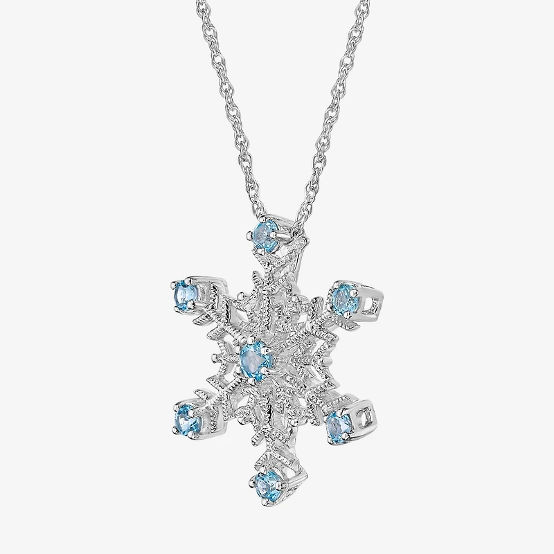 Womens Genuine Blue Topaz Sterling Silver 18 Inch Pendant Necklace