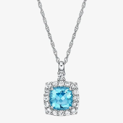 Womens Gemstone Sterling Silver Pendant Necklace