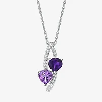 Womens Gemstone Sterling Silver Triangle Pendant Necklace