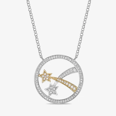 Womens 1/3 CT. T.W. Natural White Diamond 10K Two Tone Gold Star 18 Inch Pendant Necklace