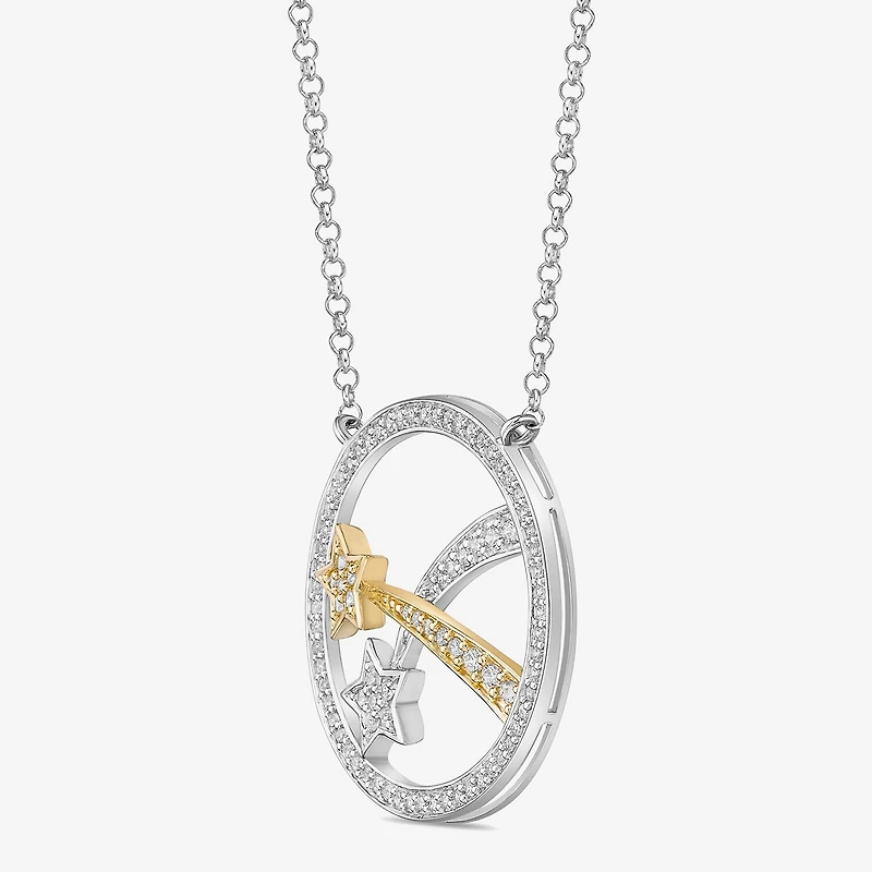 Womens 1/3 CT. T.W. Natural White Diamond 10K Two Tone Gold Star 18 Inch Pendant Necklace