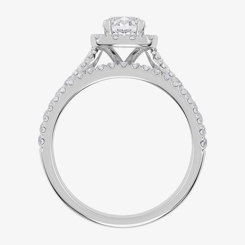 1 CT.T.W. (G / VS2-SI1) Lab-Grown Diamond Cushion Halo Wedding Engagement Ring 10K Gold