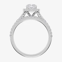 1 CT.T.W. (G / VS2-SI1) Lab-Grown Diamond Cushion Halo Wedding Engagement Ring 10K Gold