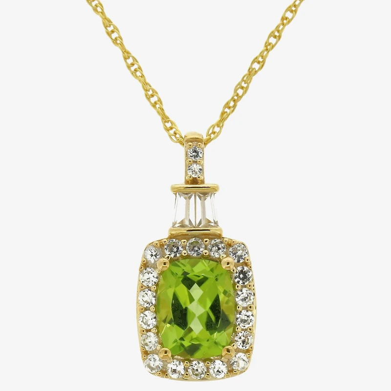 Womens Genuine Green Peridot 14K Gold Over Silver 18 Inch Pendant Necklace