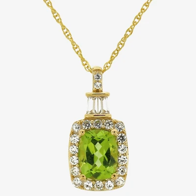 Womens Genuine Green Peridot 14K Gold Over Silver 18 Inch Pendant Necklace