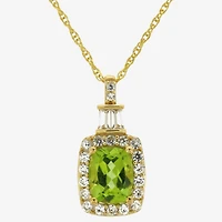 Womens Genuine Green Peridot 14K Gold Over Silver 18 Inch Pendant Necklace