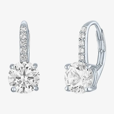 Yes, Please! Womens Lab Created White Sapphire Sterling Silver Round Drop Earrings