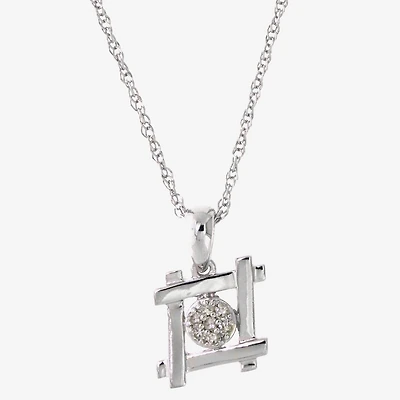 Hashtag Womens Diamond Accent Natural White Diamond Sterling Silver 18 Inch Pendant Necklace
