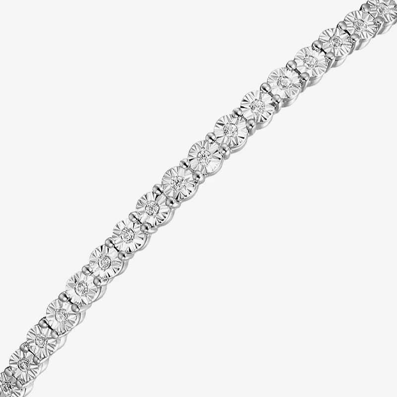 1/10 CT. T.W. Natural White Diamond Bolo Bracelet Sterling Silver or 14K Gold Over