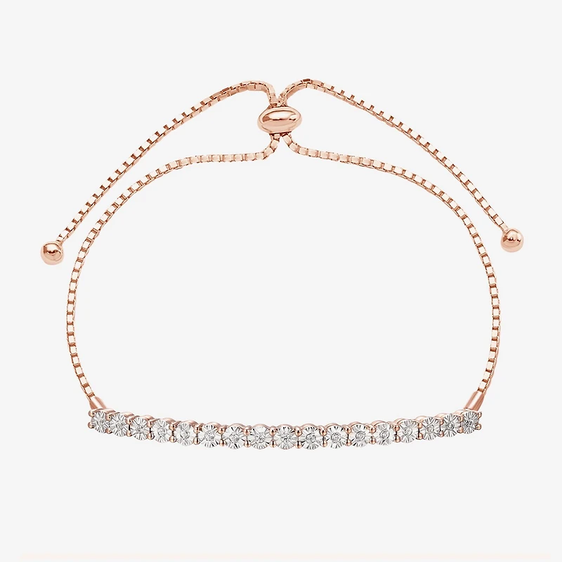 1/10 CT. T.W. Natural White Diamond Bolo Bracelet Sterling Silver or 14K Gold Over