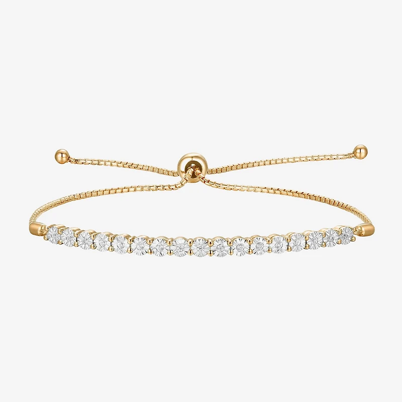 1/10 CT. T.W. Natural White Diamond Bolo Bracelet Sterling Silver or 14K Gold Over