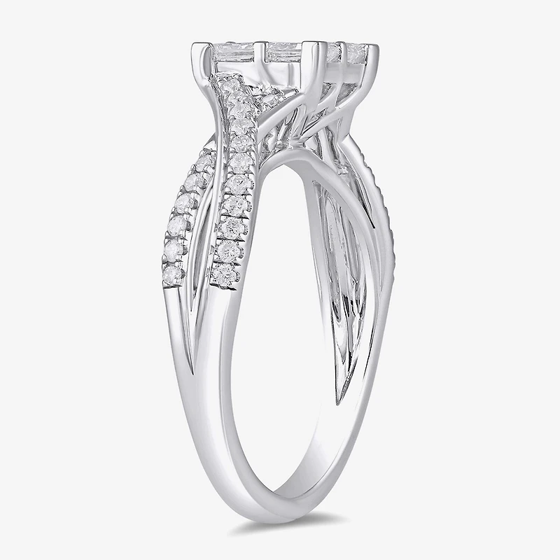 (G / I1) Womens 1 CT. T.W. Lab Grown White Diamond 10K Gold Engagement Ring
