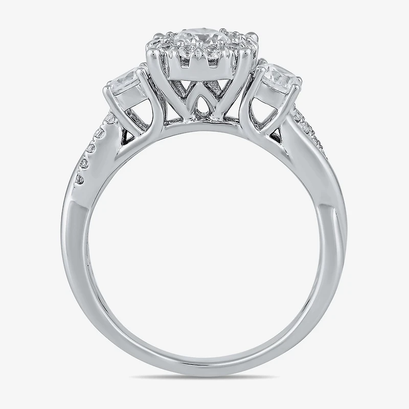 (G / I1) Womens 1 CT. T.W. Lab Grown White Diamond 10K Gold Round Halo Engagement Ring