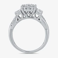 (G / I1) Womens 1 CT. T.W. Lab Grown White Diamond 10K Gold Round Halo Engagement Ring