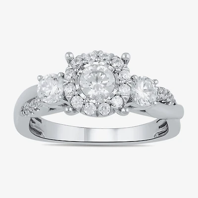 (G / I1) Womens 1 CT. T.W. Lab Grown White Diamond 10K Gold Round Halo Engagement Ring
