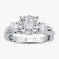 (G / I1) Womens 1 CT. T.W. Lab Grown White Diamond 10K Gold Round Halo Engagement Ring
