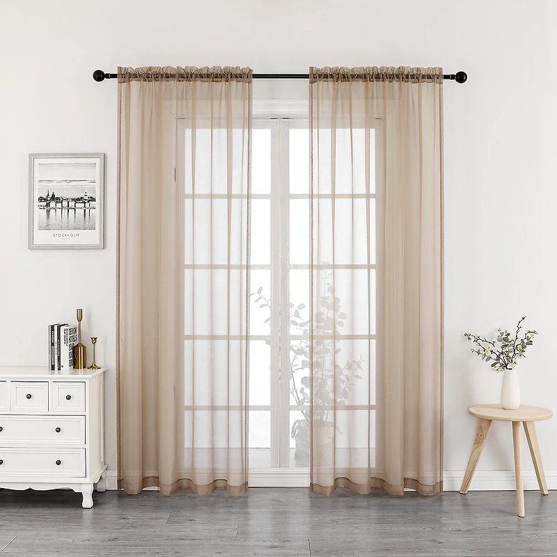 Crystal Sheer Rod Pocket Set of 2 Curtain Panel