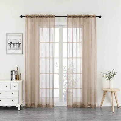 Crystal Sheer Rod Pocket Set of 2 Curtain Panel