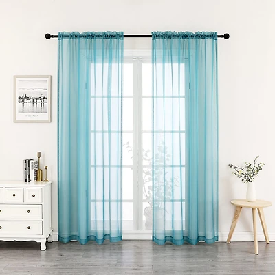 Crystal Sheer Rod Pocket Set of 2 Curtain Panel