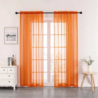 Crystal Sheer Rod Pocket Set of 2 Curtain Panel