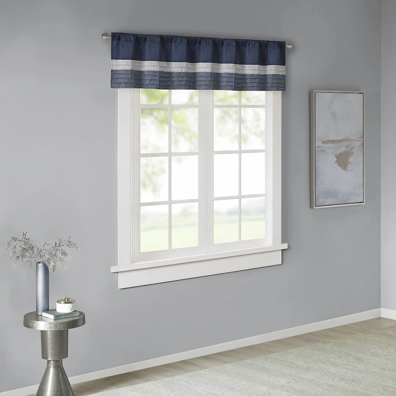 Madison Park Amador Polyoni Pintuck-Striped Rod-Pocket Valance