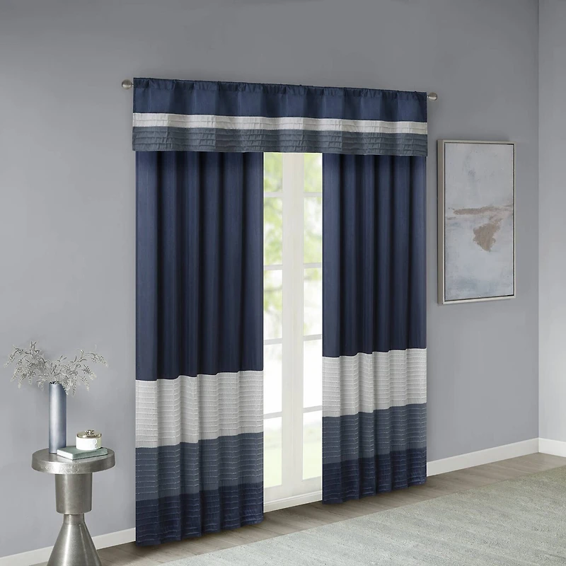 Madison Park Amador Polyoni Pintuck-Striped Rod-Pocket Valance