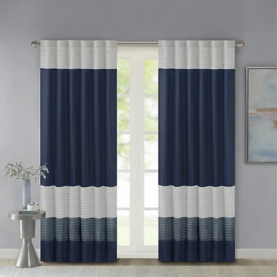 Madison Park Amador Polyoni 50"W X 84"L Pintuck-Striped Rod Pocket Energy Saving Light-Filtering Single Curtain Panel