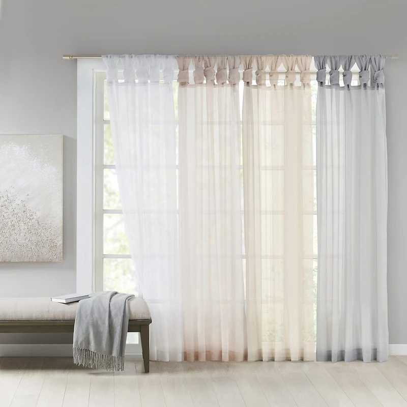Madison Park Elowen Tab Top Sheer Set of 2 Curtain Panel