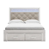 Signature Design by Ashley Altyra Upholstered Bed with 2 Storage Drawers White