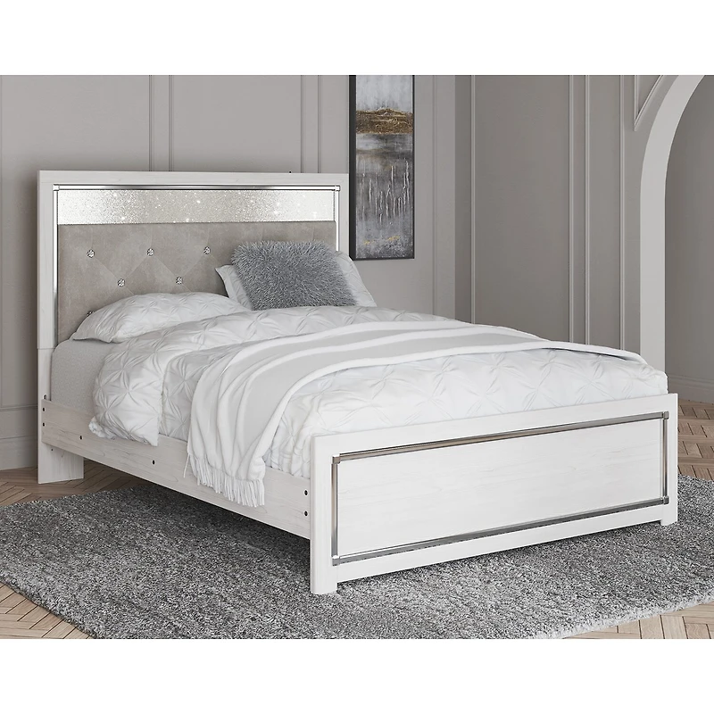 Signature Design by Ashley Altyra Panel Bed with Upholstered Headboard in White