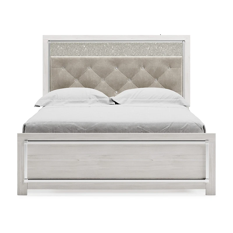 Signature Design by Ashley Altyra Panel Bed with Upholstered Headboard in White