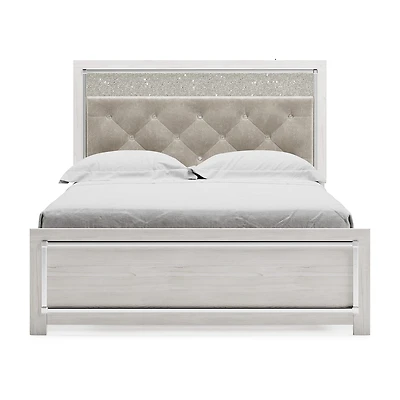 Signature Design by Ashley Altyra Panel Bed with Upholstered Headboard in White