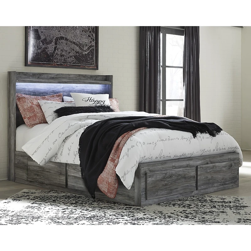 Signature Design by Ashley Baystorm Panel Bed with Storage Drawers Dark Gray